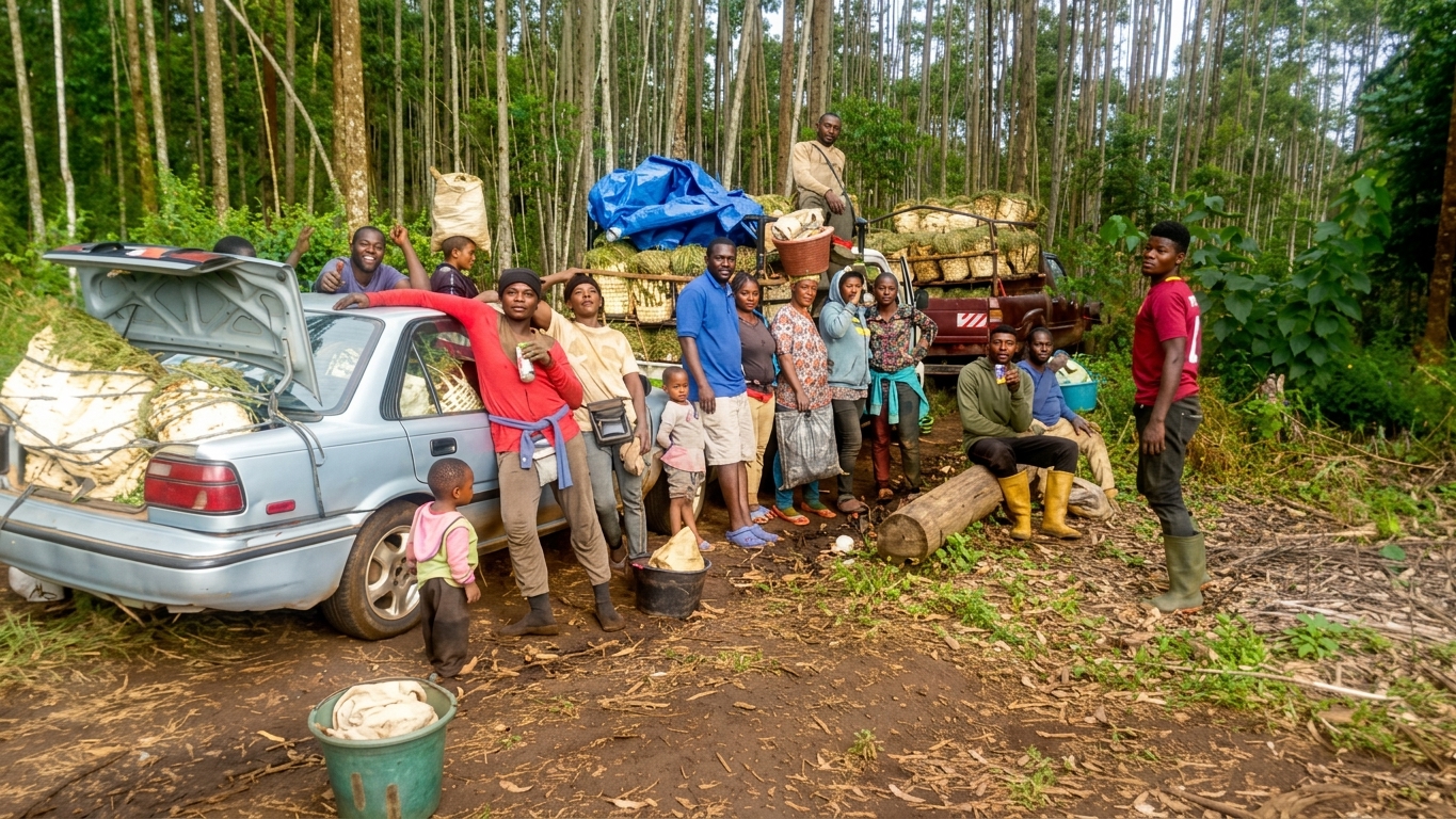 Passion Gardens staff with farm harvest